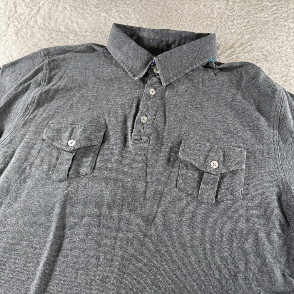 Hammer Made Polo Shirt Collared Button Gray Two Pocket‎ Large Collared Clean